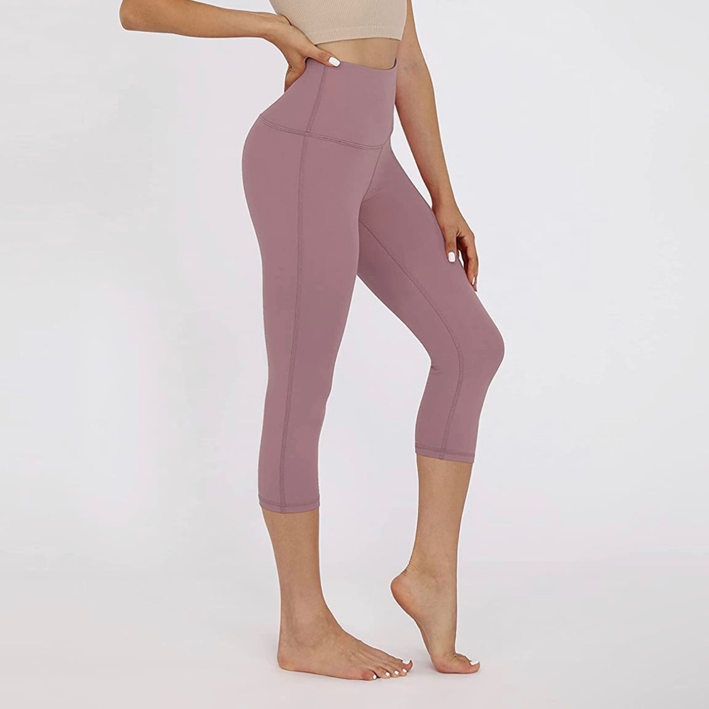 ODODOS Women's High Waist Yoga Capris Purple/Lavender/Dusty Rose